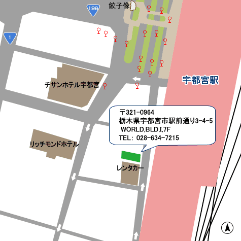 宇都宮駅のバスロータリーを左に
